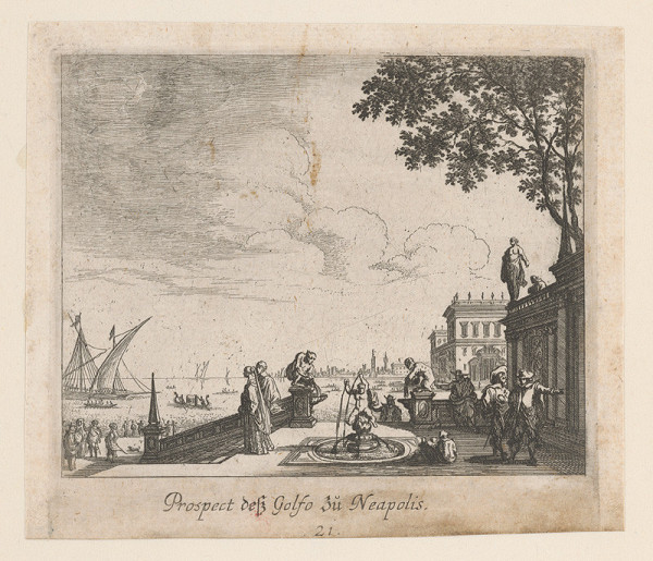 Nemecký grafik z 1. polovice 18. storočia – Pohľad na záliv v Neapoli 