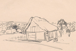 Oldřich Smutný – Štúdia krajiny s hospodárskou budovou 