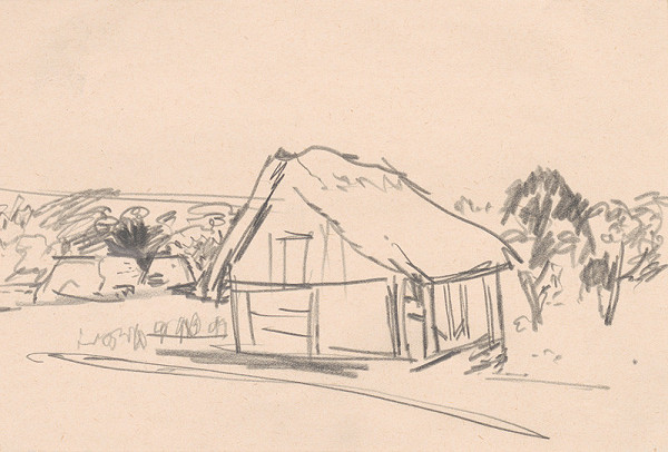 Oldřich Smutný – Štúdia krajiny s hospodárskou budovou 