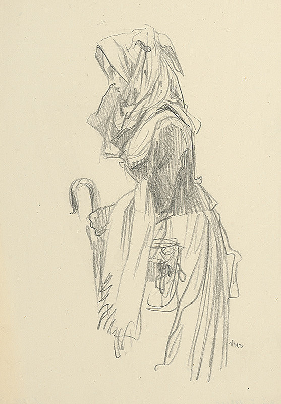 Jaroslav Vodrážka – Vidiečanka v šatke s dáždniku 