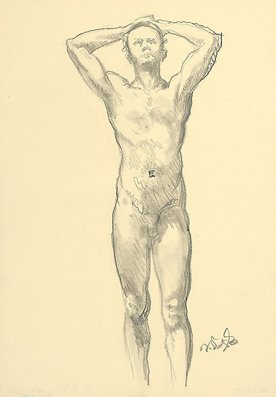 Jaroslav Vodrážka – Mužský akt so zdvihnutými rukami 
