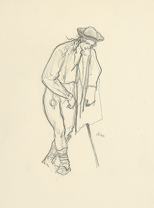 Jaroslav Vodrážka – Podopierajúci sa muž s halenou na pleci 