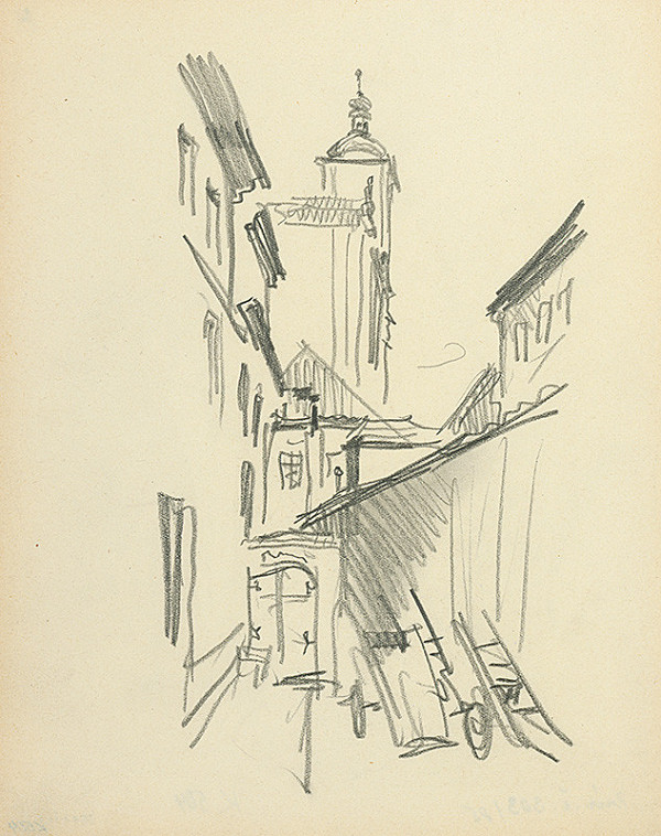 Jaroslav Vodrážka – Dvor v uličke pri chráme sv. Jakuba v Prahe 