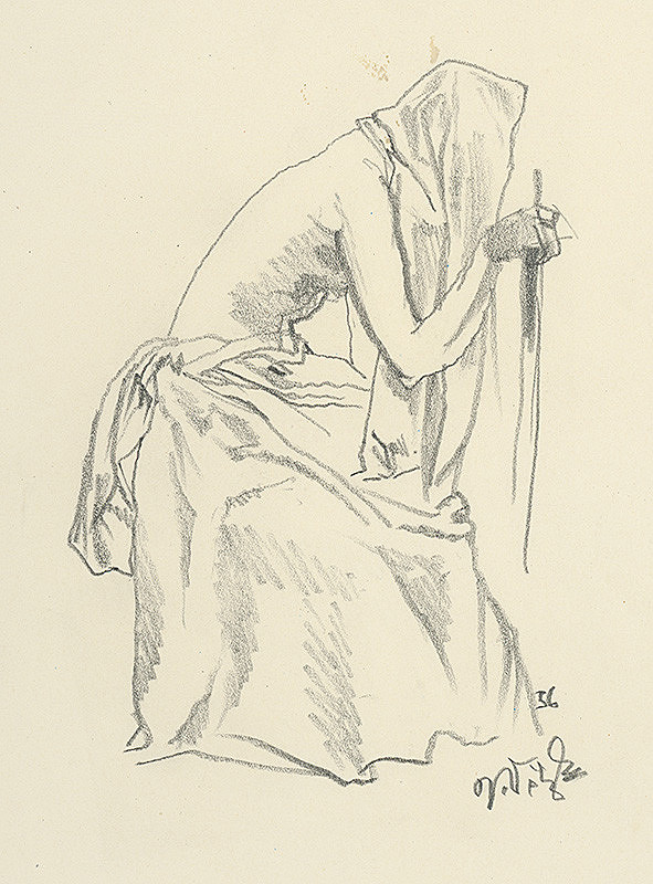 Jaroslav Vodrážka – Sediaci muž s drapériou na hlave 