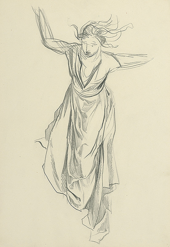 Jaroslav Vodrážka – Žena v drapérii so zdvihnutými rukami 