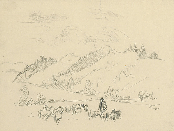 Jaroslav Vodrážka – Krajina s pasúcimi sa ovcami 