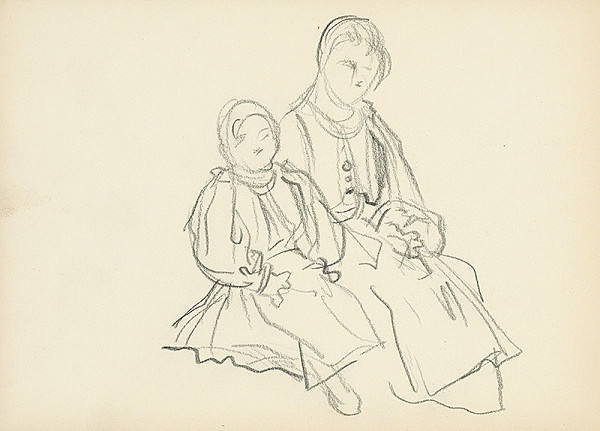 Jaroslav Vodrážka – Sediaca žena a dievčatko 