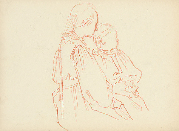 Jaroslav Vodrážka – Sediaca žena a dievčatko II. 