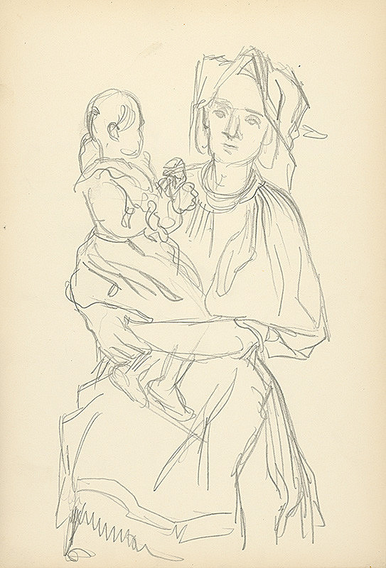 Jaroslav Vodrážka – Dievčatko s hračkou v maminom náručí 