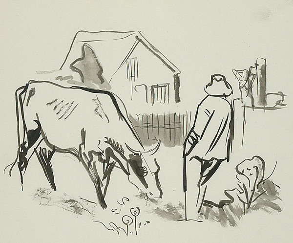 Jaroslav Vodrážka – Pastier s kravou