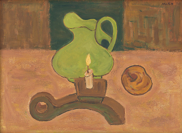 Miloš Alexander Bazovský – Zátišie so svietnikom a zeleným džbánom 