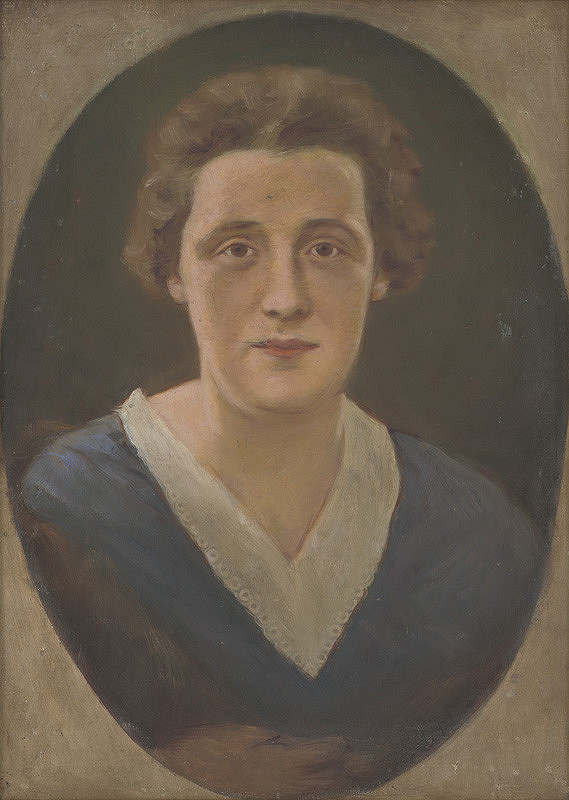 Milan Thomka Mitrovský – Portrét mladej ženy na oválnom pozadí 