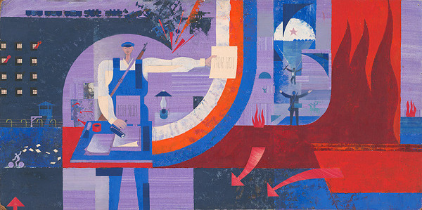 Oto Opršal – Návrh na nástennú maľbu - Tlačiarne SNP Martin 