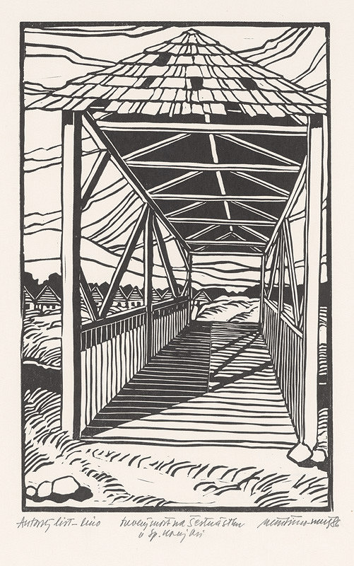 Ján Šimo-Svrček – Drevený most na Šesťnástku v Spišskej Novej Vsi 