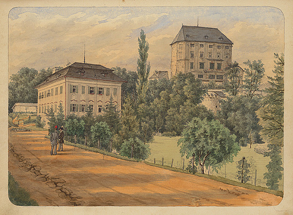 Slovenský kresliar z 3. štvrtiny 19. storočia – Klasicistné budovy v parku