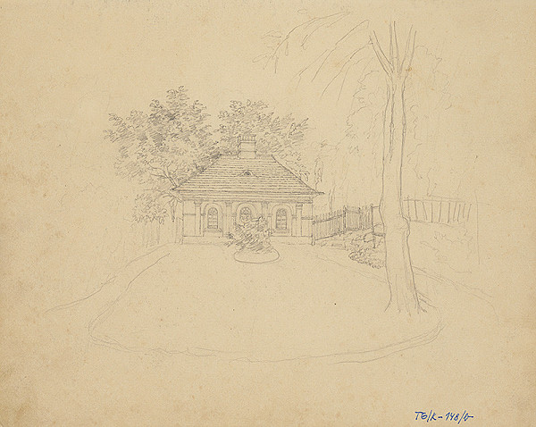 Slovenský kresliar z 3. štvrtiny 19. storočia – Domček v záhrade 
