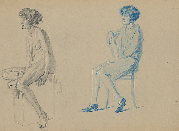 Viktor Kiss – Akt a figurálna štúdia sediacej ženy 