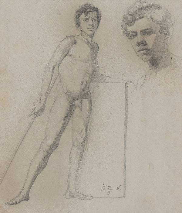 Ferdinand Katona – Ľavou rukou podopretá chlapčenská postava,portrét chlapca 