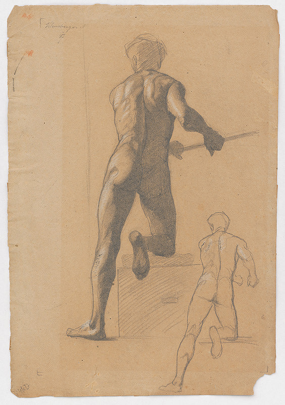 Ferdinand Katona – Kľačiaci mužský akt odzadu 