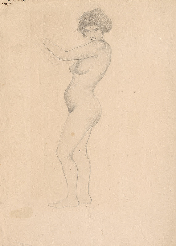 Ferdinand Katona – Stojaci ženský akt v profile 