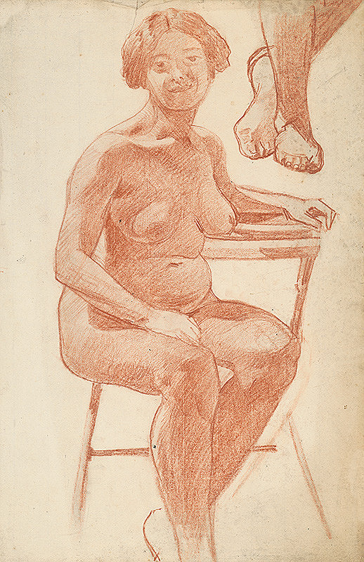 Ferdinand Katona – Ženský akt na stoličke II. 