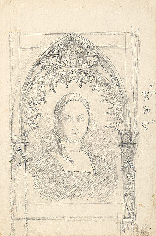 Ferdinand Katona – Portrét ženy,rámovaný neogotickou edikulou