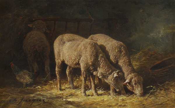 Charles Émile Jacque – Ovce v chlévě
