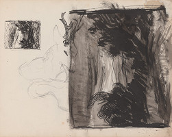 Edmund Gwerk – Skicár 1 Krajinky; hlava jeleňa - náčrt 