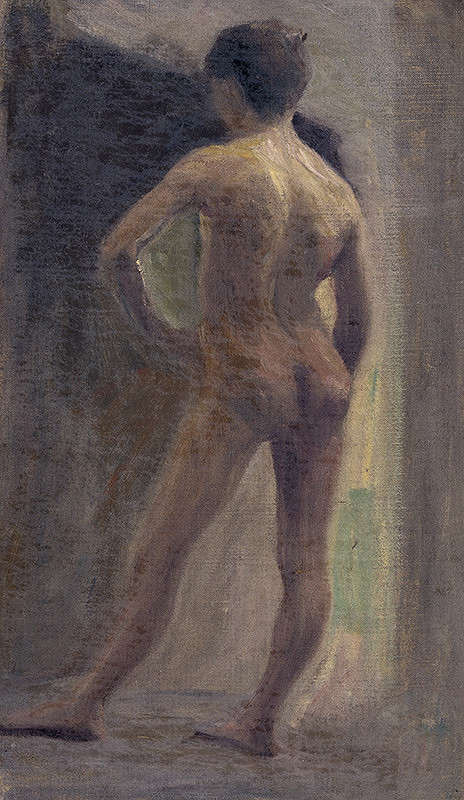 Elemír Halász-Hradil – Štúdia chlapčenského aktu odzadu 