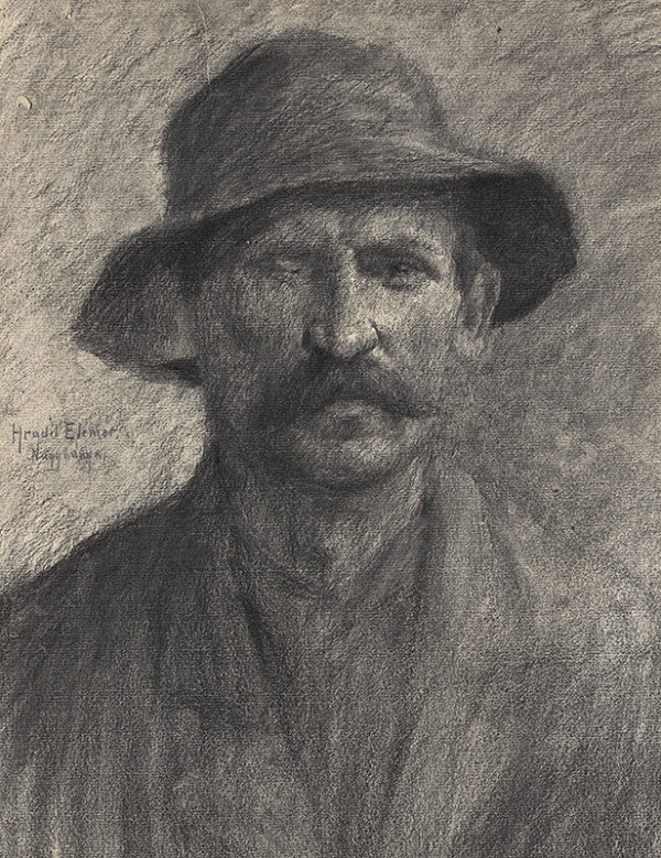 Elemír Halász-Hradil – Portrét muža v klobúku (Nagybánya)