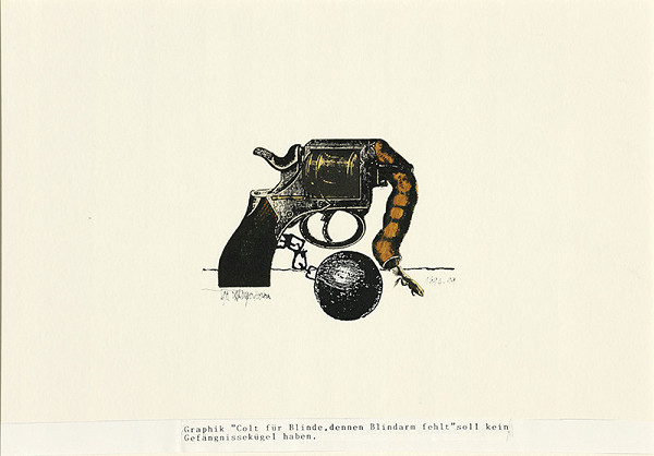 Igor Ďurišin – Graphik "Colt für Blinde, dennen Blindarm fehlt" soll kein Gefängnissekügel haben 