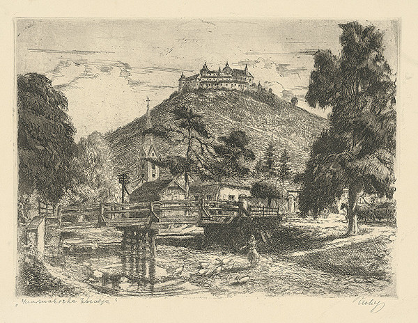 Koloman Tichy – Pohľad na Krasnohorské Podhradie a hrad Krásna Hôrka 