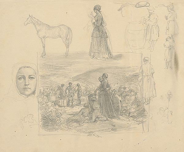 Slovenský maliar z 2. polovice 19. storočia – Štúdia ženskej postavy a koňa 