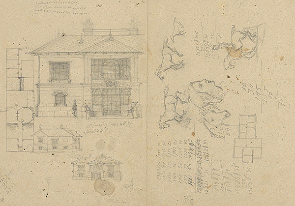Slovenský maliar z 2. polovice 19. storočia – Štúdie koní, jazdca a hlavy 