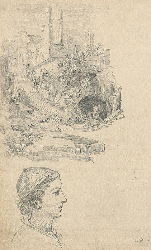 Slovenský maliar z 2. polovice 19. storočia – Podobizeň muža a bojovníci 