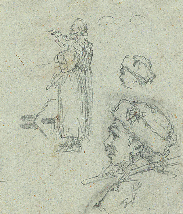 Slovenský maliar z 2. polovice 19. storočia – Štúdia mužskej postavy a hlavy 