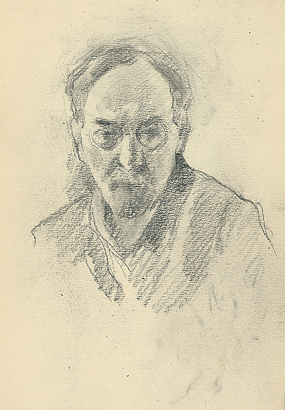 Andor Borúth – Štúdia hlavy muža v okuliaroch 