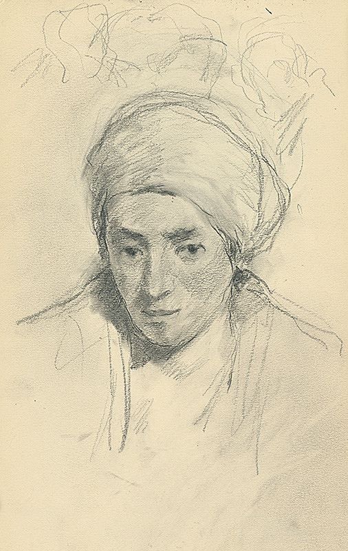 Andor Borúth – Štúdia hlavy ženy v šatke 