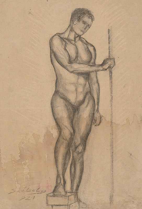 Ivan Anton Székely – Mužský akt s palicou v pravej ruke 