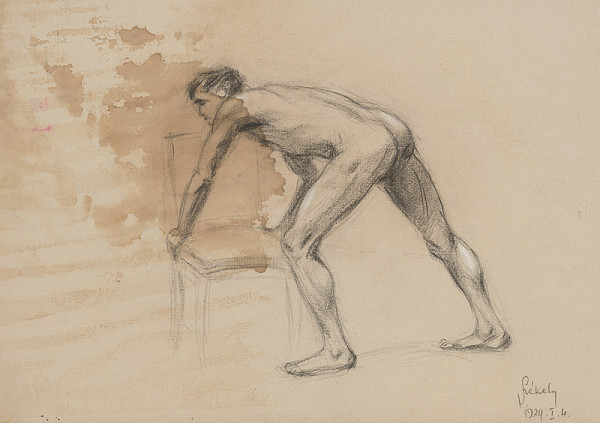 Ivan Anton Székely – Mužský akt so stoličkou 