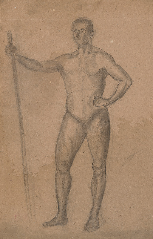 Ivan Anton Székely – Mužský akt s palicou v ruke