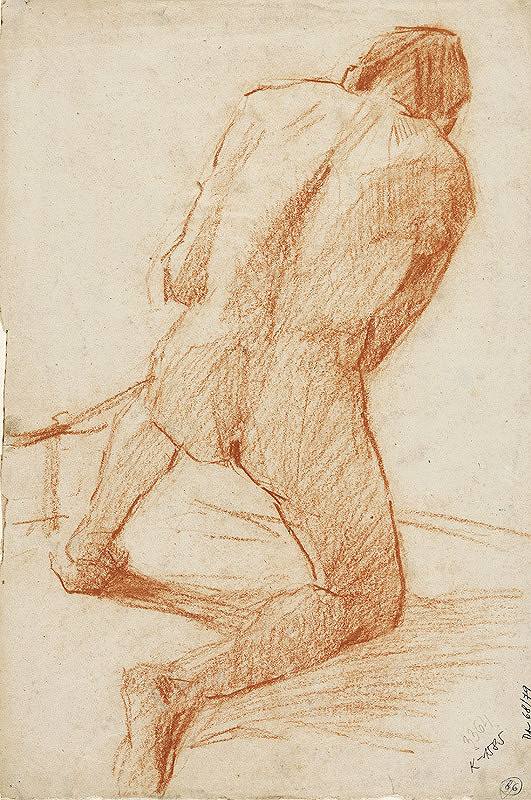 Elemír Halász-Hradil – Štúdia kľačiaceho muža 