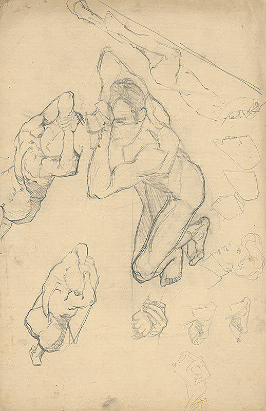 Ernest Rákosi – Skice postáv, mužských hláv a nôh 