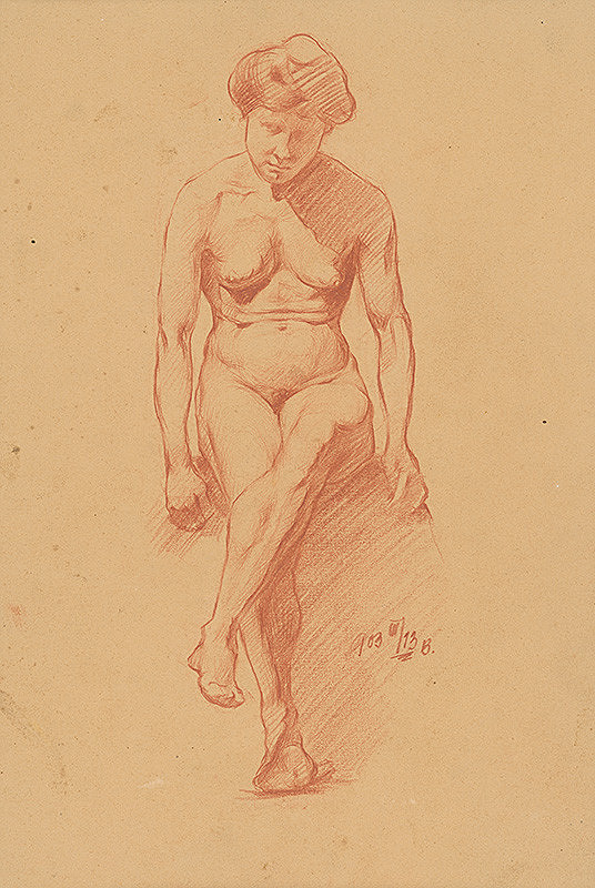 Ernest Rákosi – Štúdia sediaceho ženského aktu 