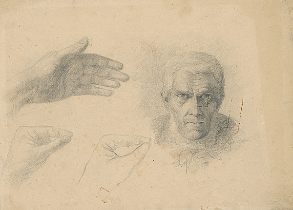 Ľudovít Čordák – Štúdia hlavy starca a ruky 