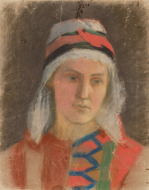 Jozef Hanula – Podobizeň ženy v kroji z okolia Troch Sliačov 