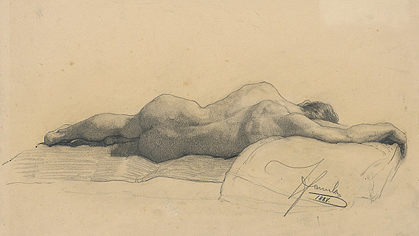 Jozef Hanula – Štúdia ležiaceho mužského aktu 