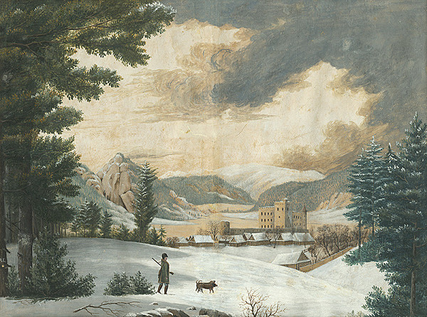 Východoslovenský maliar z 1. polovice 19. storočia – Zimná krajina s poľovníkom
