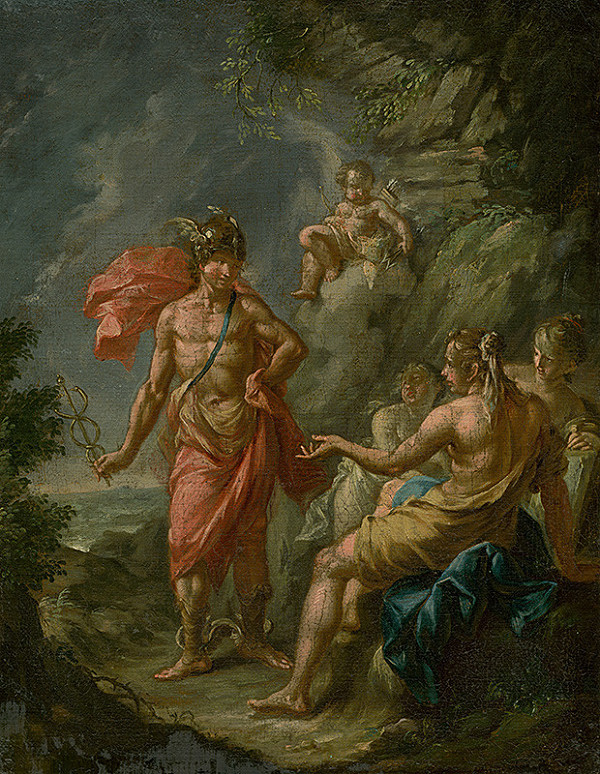 Západoeurópsky maliar z 2. polovice 18. storočia – Hermes u bohýň