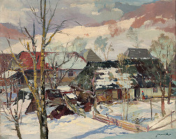 Vojtech Borecký – Dedina v zime 